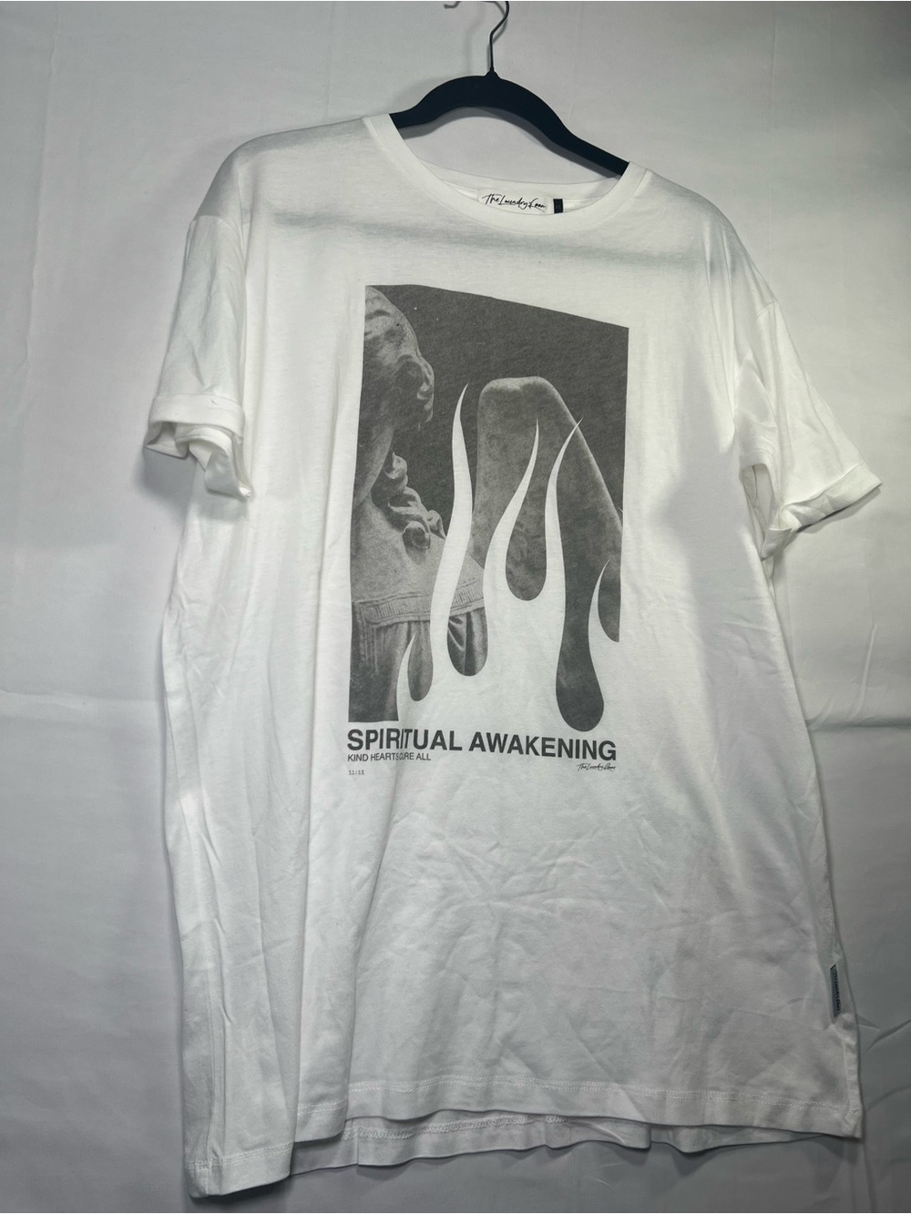 The Laundry Room Spiritual Awakening White Graphic T-Shirt XS Oversized - Picture 3 of 7